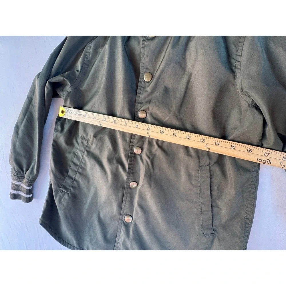 Old Navy Boys Olive Green Bomber Jacket Size M 8‎ Snap Button Varsity Coat Kids